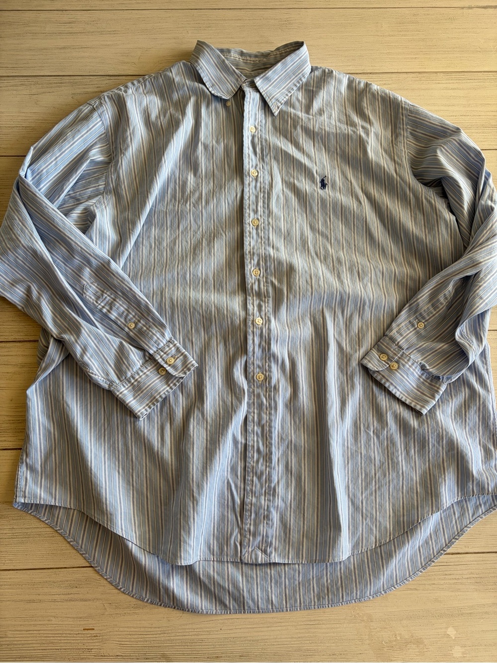 Ralph Lauren Blue Striped Button-Down Shirt | Men’s 18 / 34-35 - Picture 2 of 8
